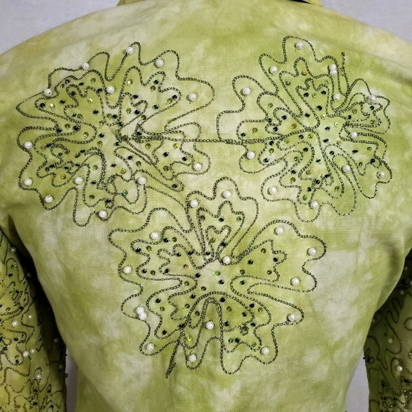 NWT Anage Green Sequin & Pearl Zip Jacket - Picture 6 of 10